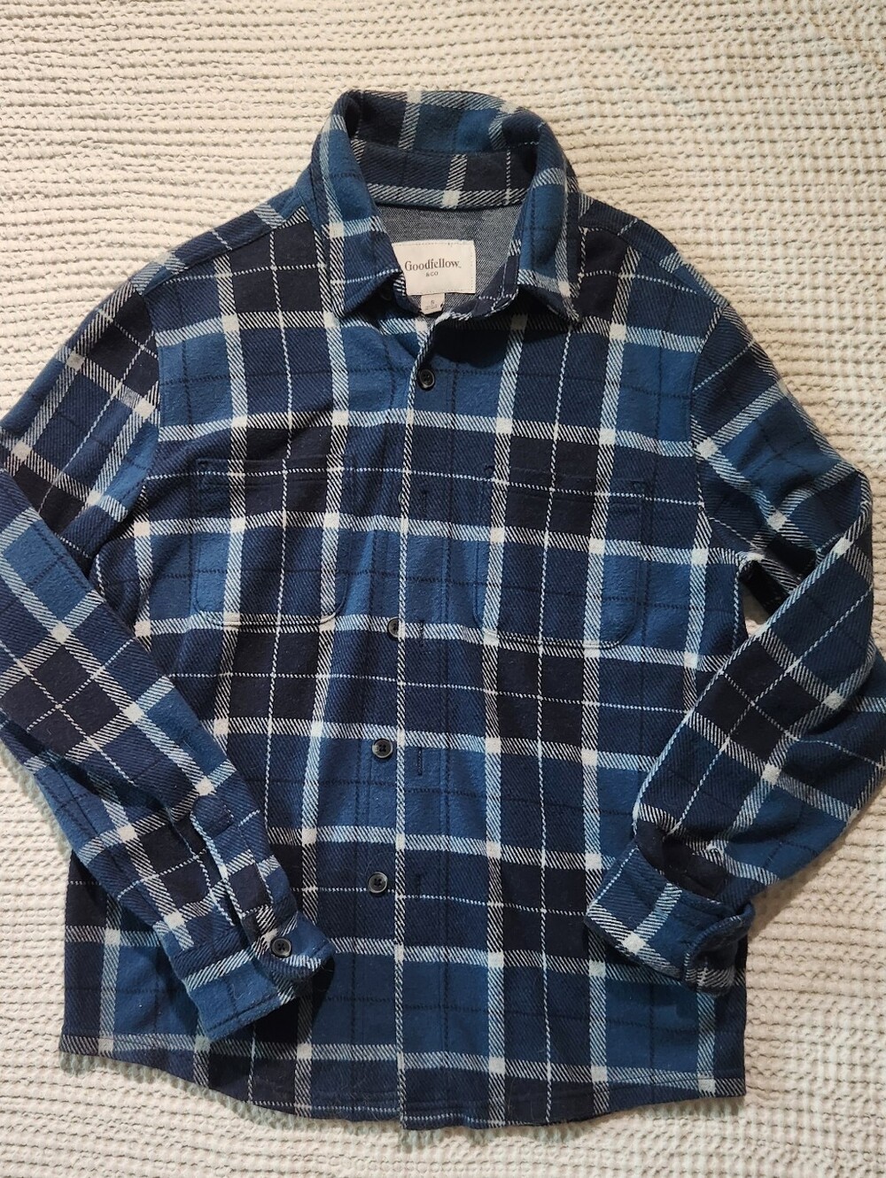 Goodfellow & Co Blue and Black Plaid Button-Up Jacket